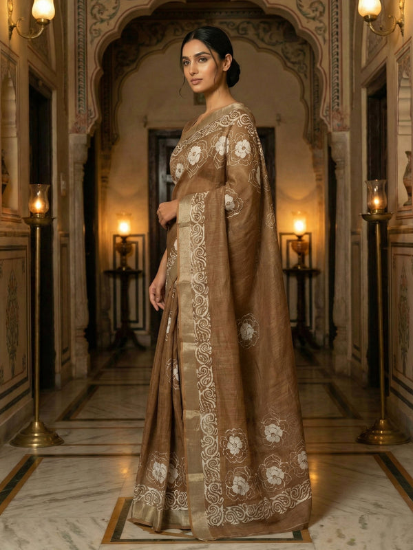 Honey Semi Linen Saree