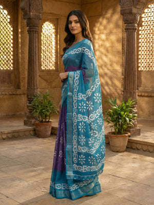 Royal Purple Semi Linen Saree