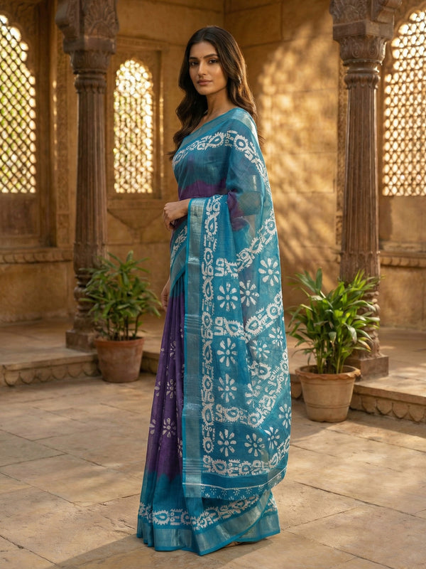 Royal Purple Semi Linen Saree