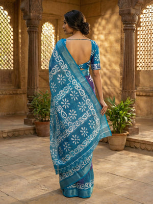 Royal Purple Semi Linen Saree
