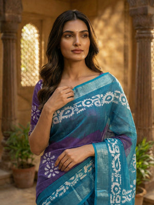 Royal Purple Semi Linen Saree