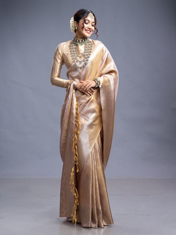 Antique gold Kancheepuram Silk Saree