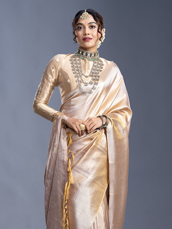 Antique gold Kancheepuram Silk Saree