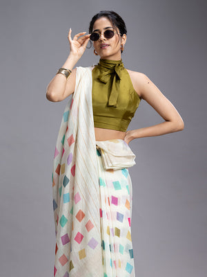 Multicolor Linen Casual Wear Saree