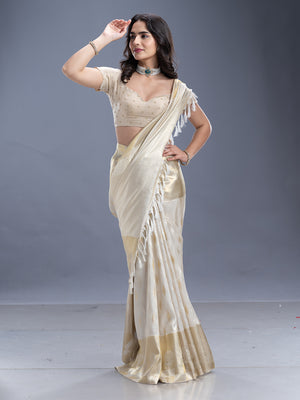 Off White Tissue Silk Kancheepuram Silk Saree