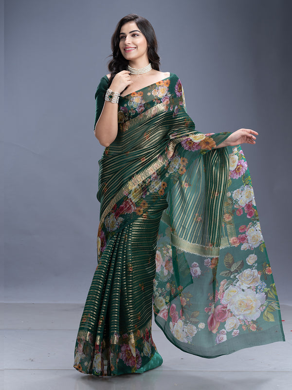 Bottle Green Ethnic Wear Saree