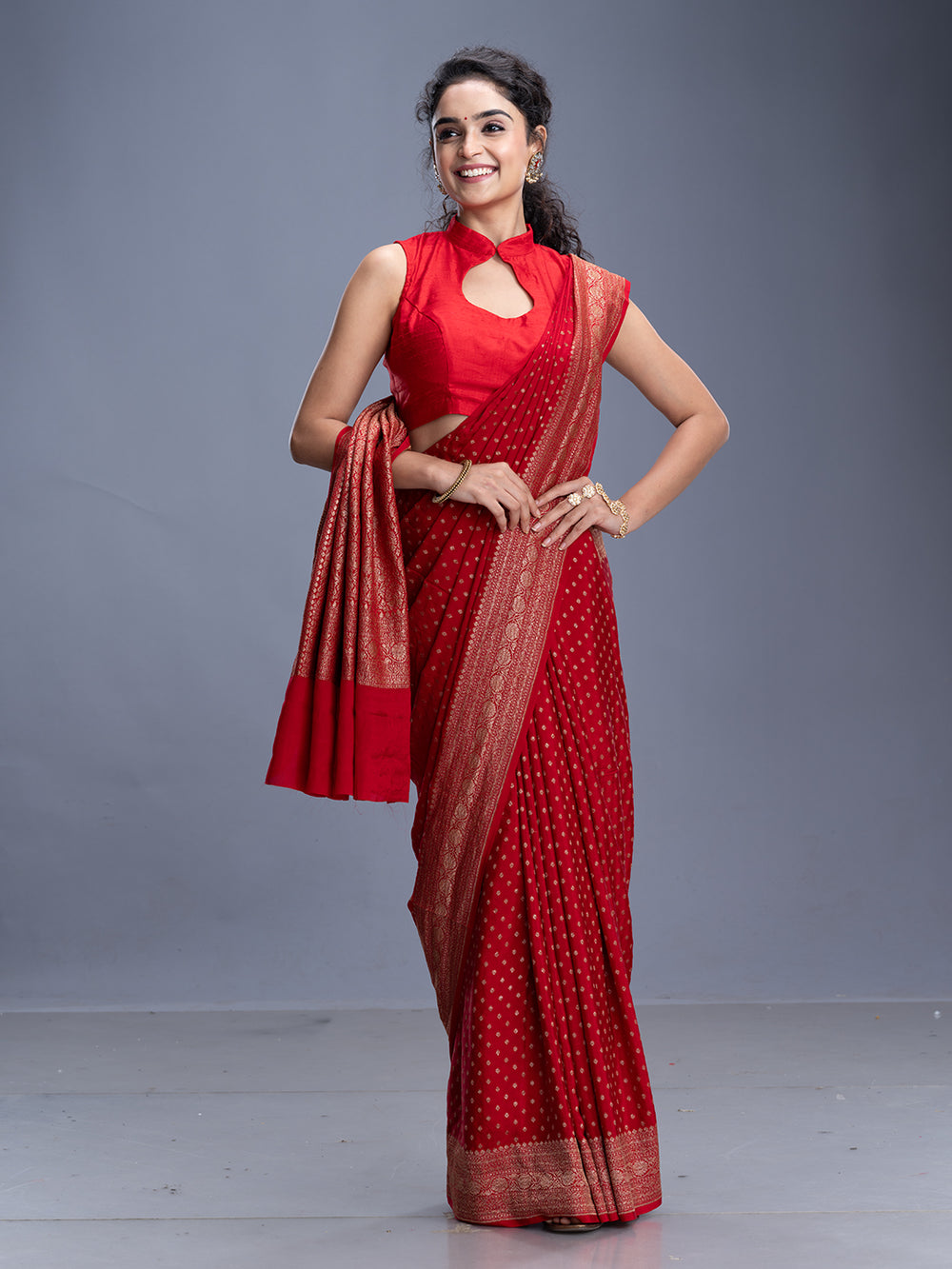 Antique Zari Buttas Banarasi Saree