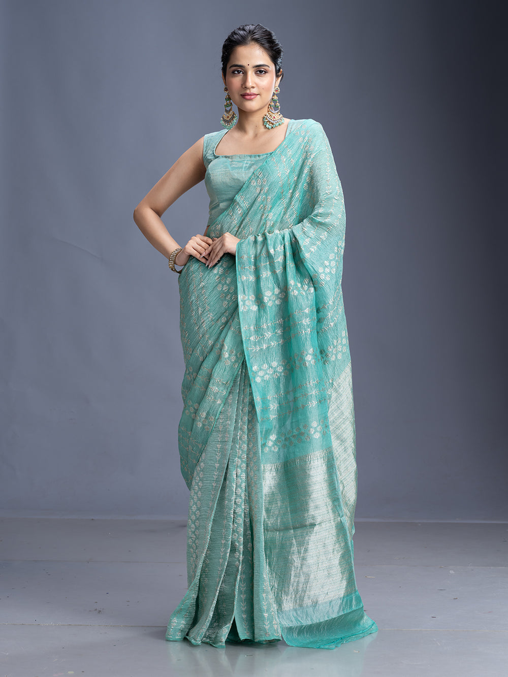 Crushed Tissue Pure Silk Saree