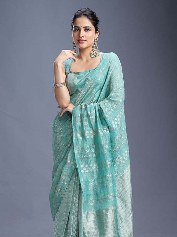 Crushed Tissue Pure Silk Saree