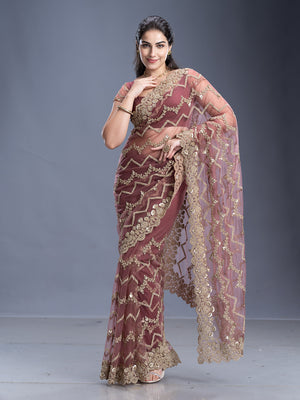 Zig Zag Sequence Net Designer Fancy Saree