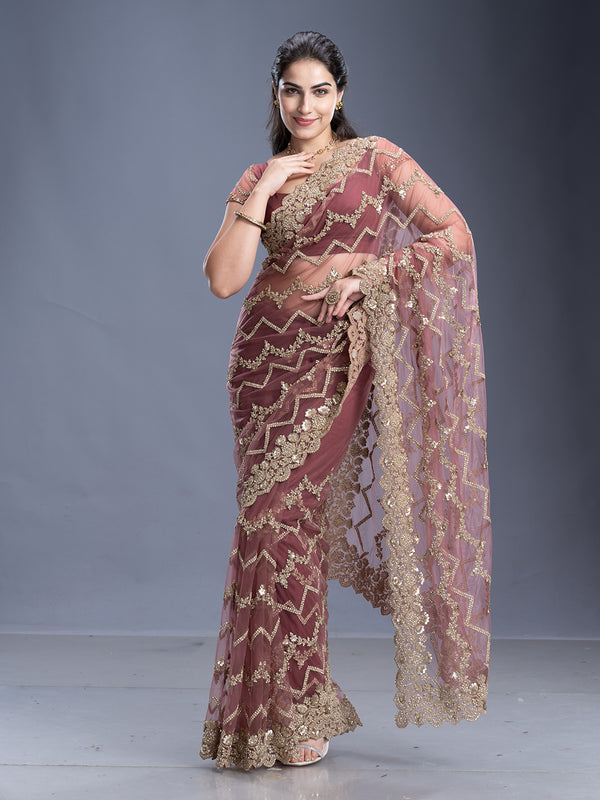 Zig Zag Sequence Net Designer Fancy Saree