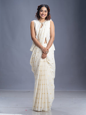 Off White Cotton Kerala Saree