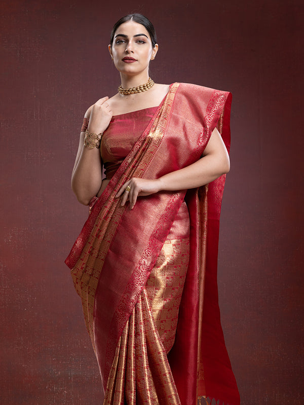 Meenakari Weaving Kancheepuram Bridal Saree