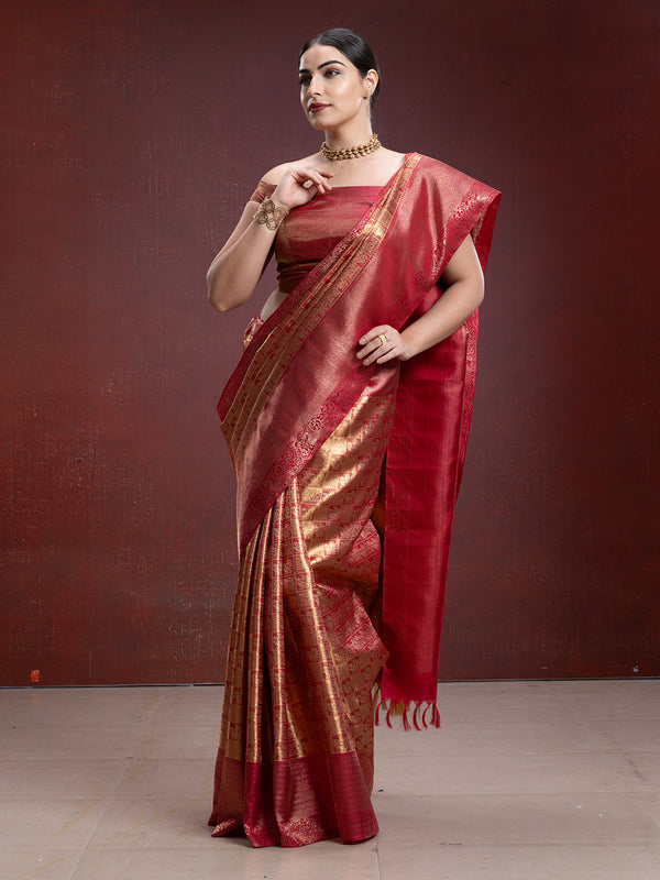 Meenakari Weaving Kancheepuram Bridal Saree