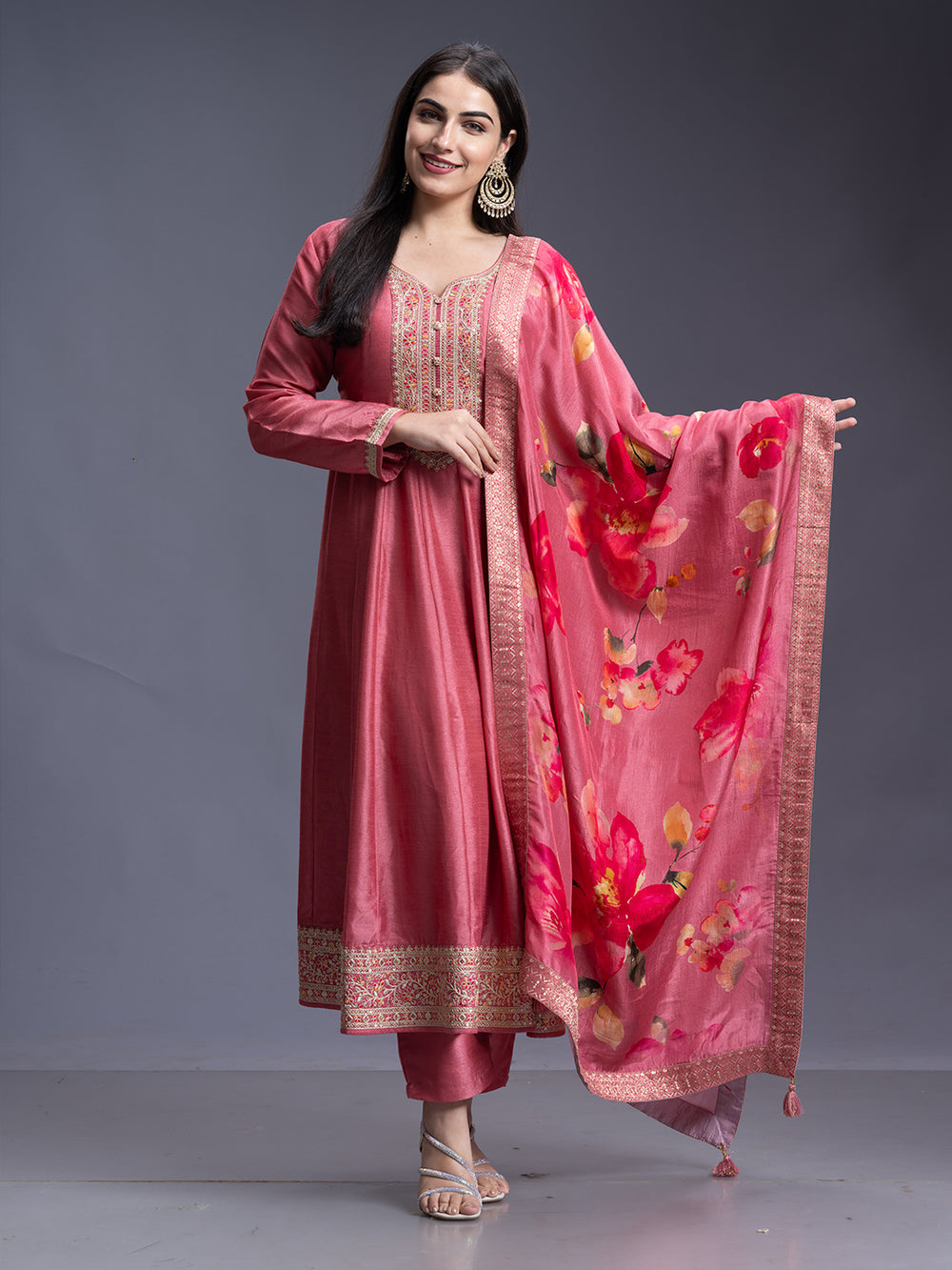 Banarasi Peach Ladies Readymade Salwar