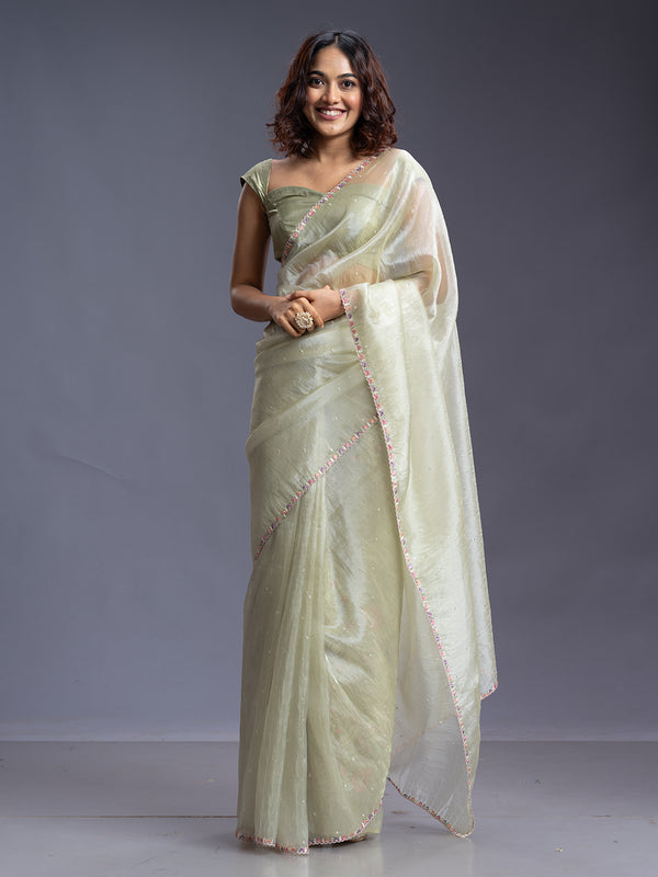 Pastel Green Designer Fancy Saree