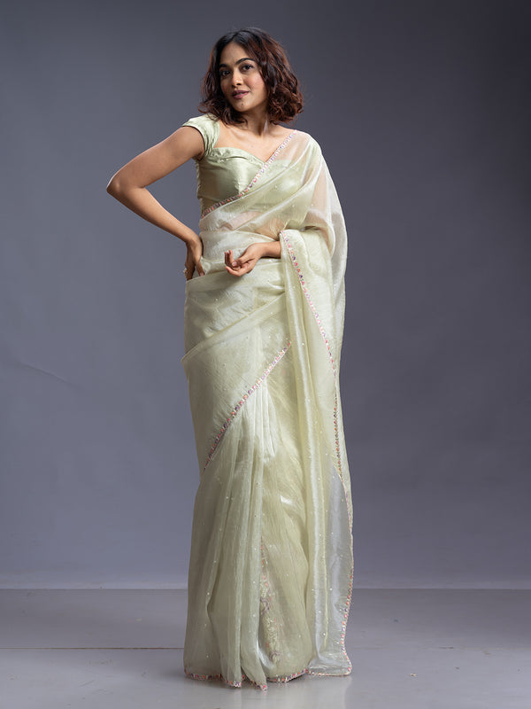 Pastel Green Designer Fancy Saree