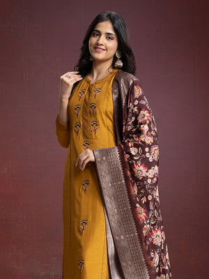 Mustard Yellow Silk Ready Made Salwar