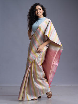 Borderless Multi Color Soft Silk Saree