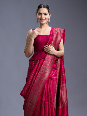 Reddish Maroon Rose Silk Banarasi 