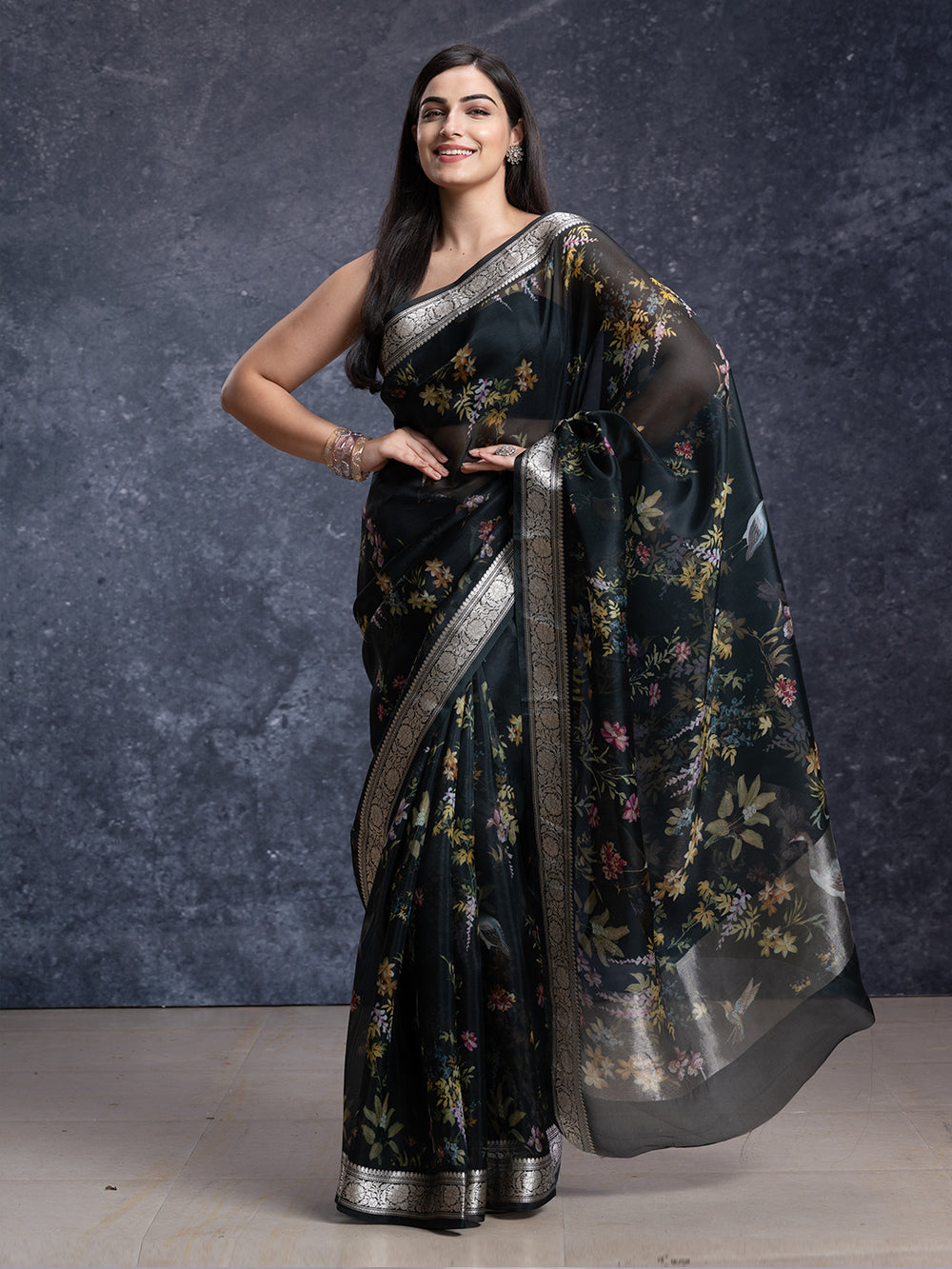 Deep Green Organza Ethnic Wear Saree