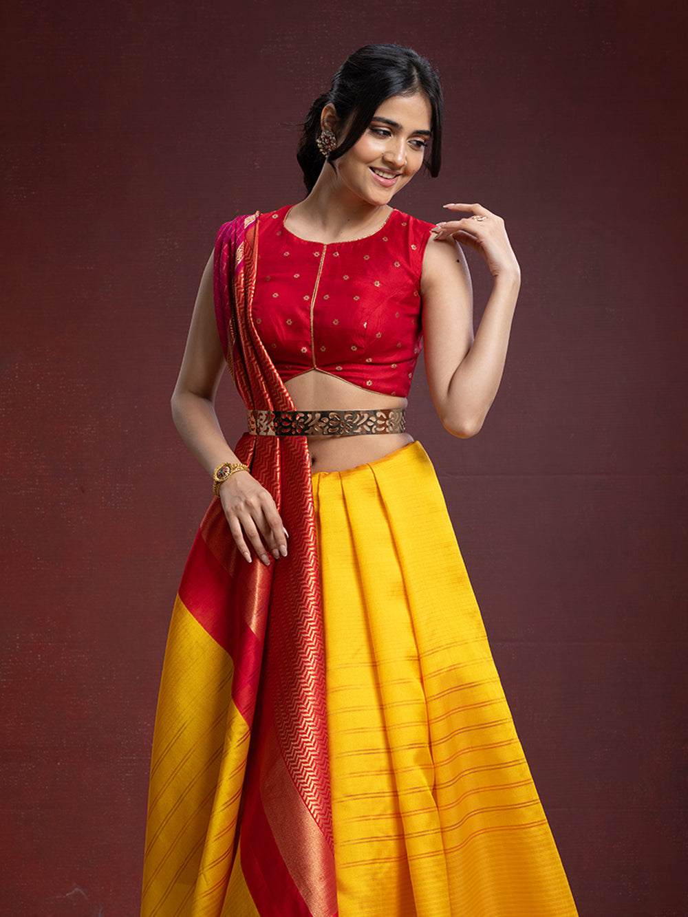 Yellow With Contrast Pure Silk Saree