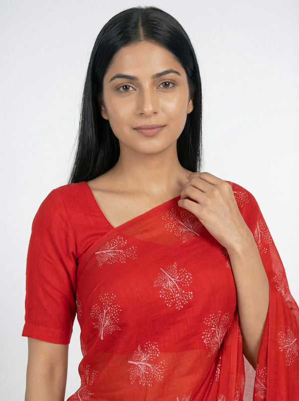 Chiffon Red Lightweight  Saree with Glitter Print Work