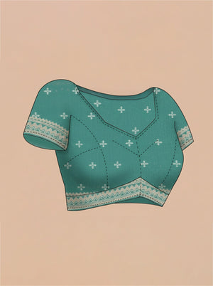 Chanderi Premium Sage Green  Saree with Detailed Butta Blouse