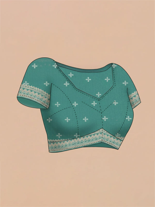 Chanderi Premium Sage Green  Saree with Detailed Butta Blouse