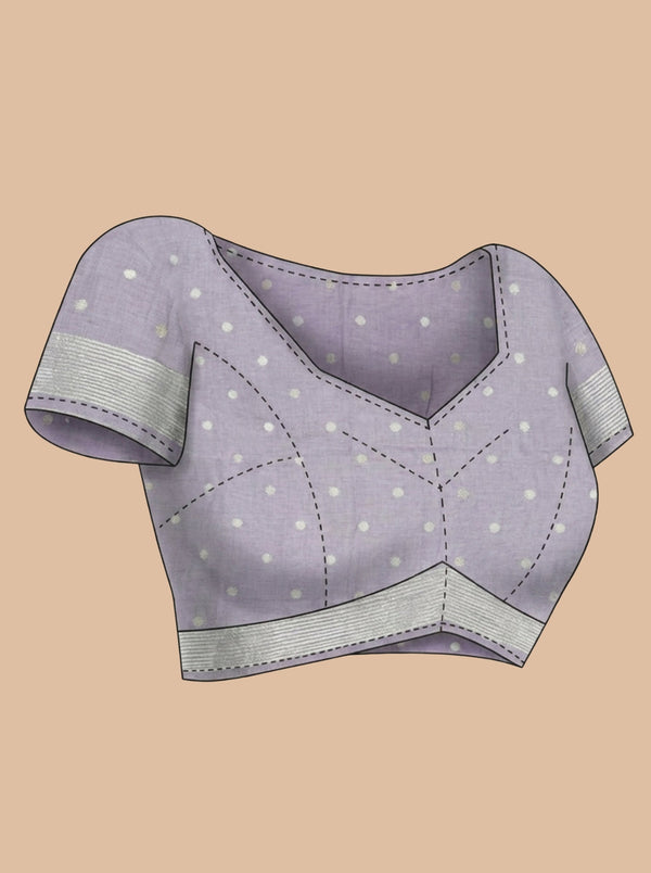 Semi Chanderi Lavender Saree with Small Butta Pattern Blouse