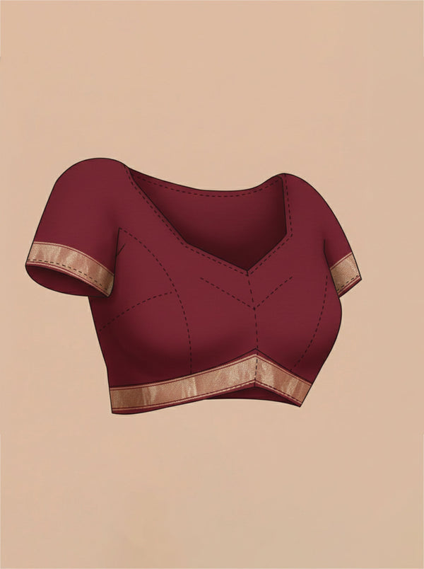 Semi Silk Maroon Party Wear Saree – Simple & Elegant