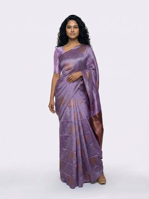 Semi Silk Classic Lavender Saree with Small Buttas
