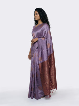 Semi Silk Classic Lavender Saree with Small Buttas