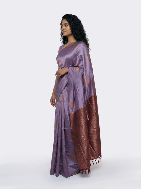 Semi Silk Classic Lavender Saree with Small Buttas