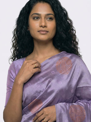 Semi Silk Classic Lavender Saree with Small Buttas