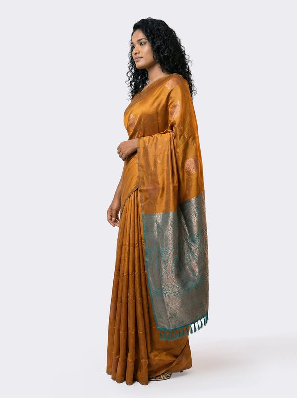 Semi Silk Elegant Chocolate Brown Saree with Spread Diamond Pattern
