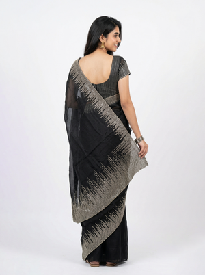 Organza Black Sequin Embellished Ombre Border Saree