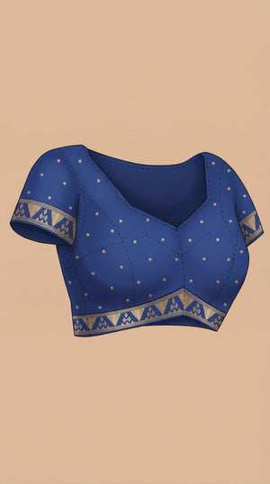 Art Silk Navy Blue Geometric Zari Motif Saree