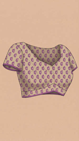 Cotton Purple Floral Embroidered Saree