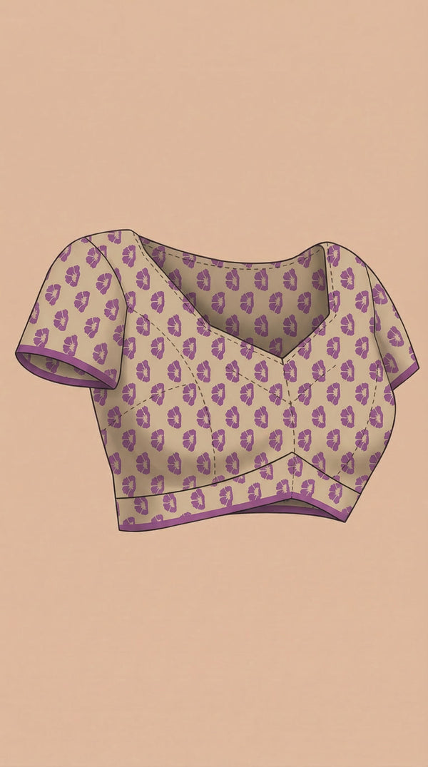 Cotton Purple Floral Embroidered Saree