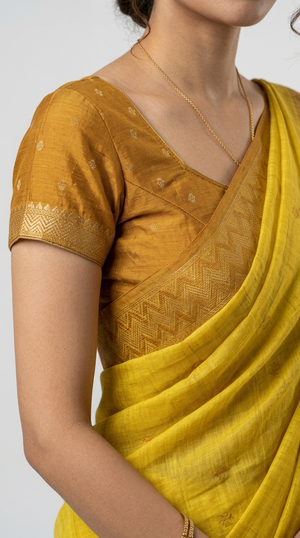 Soft Cotton Lemon Yellow Ethnic Motif Saree