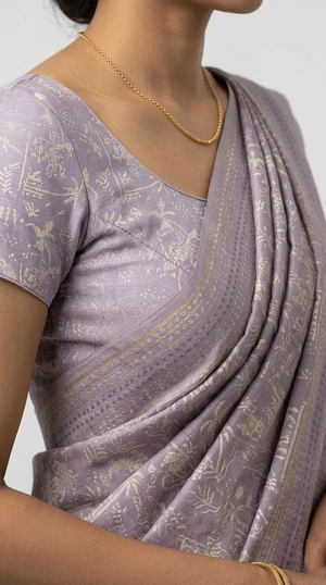 Cotton Lavender Purple Traditional Printed Saree