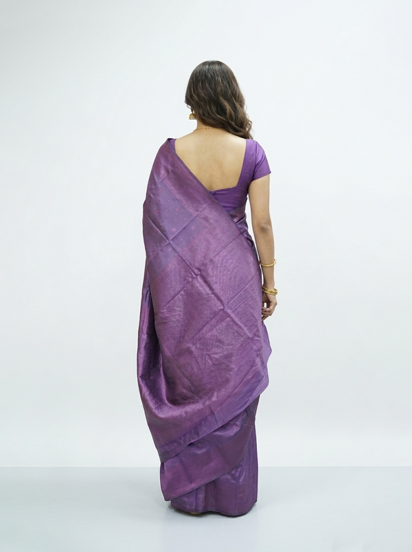 Semi Silk Purple Plain Saree
