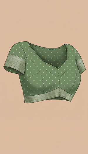 Art Silk Olive Green Zari Butta Saree