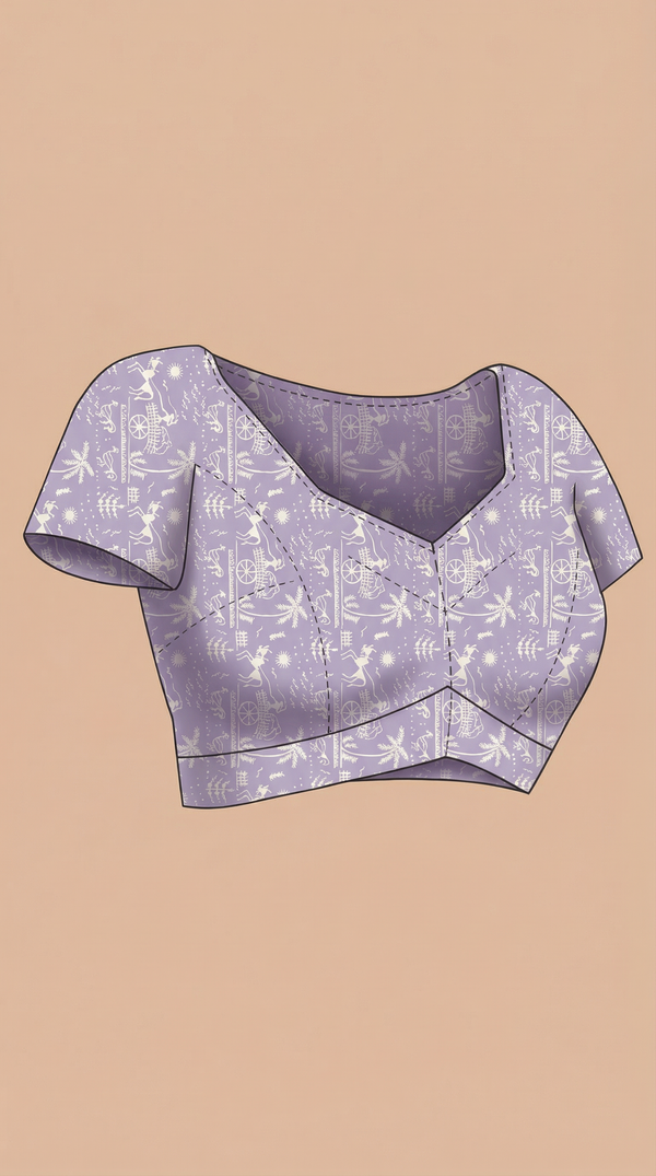 Cotton Lavender Purple Traditional Printed Saree