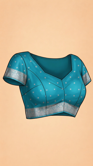 Art Silk Turquoise Blue Striped Floral Zari Saree