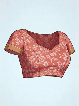 Linen Peach Floral Printed Saree