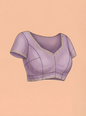 Shimmer Organza Lilac Purple Sequin Embroidered Saree with Scalloped Zari Border