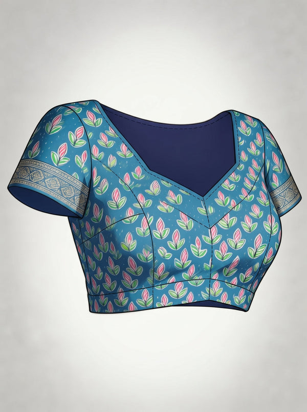Jute Blue Kalamkari Border Saree