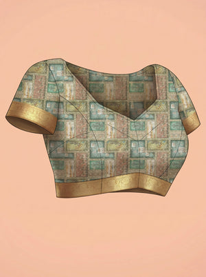 Jute Brown Zari Butta Saree with Kalamkari Pallu